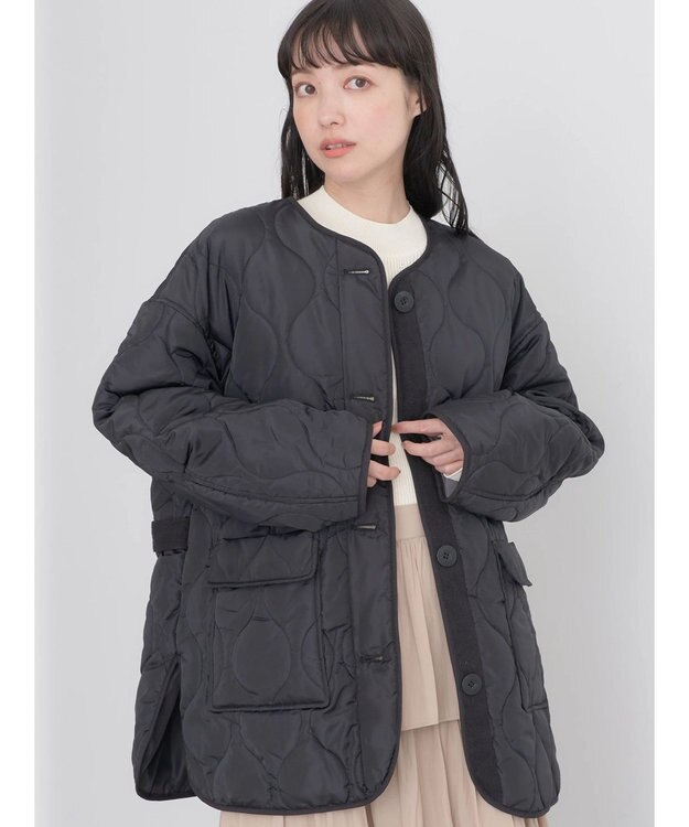 earth music&ecology キルティングハーフブルゾン Black