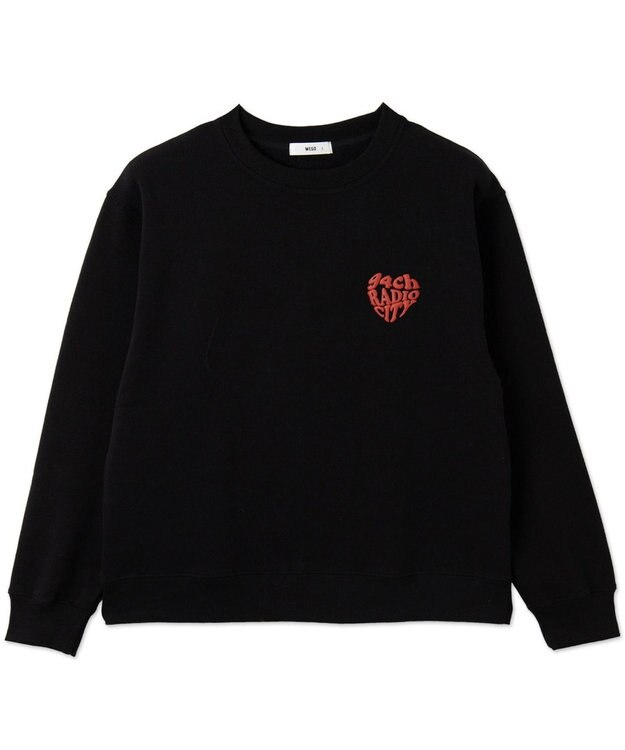 WEGO 【ユニセックス着用ITEM/裏起毛/SMLサイズ展開】リラックスフィットハートロゴプルオーバー ブラック