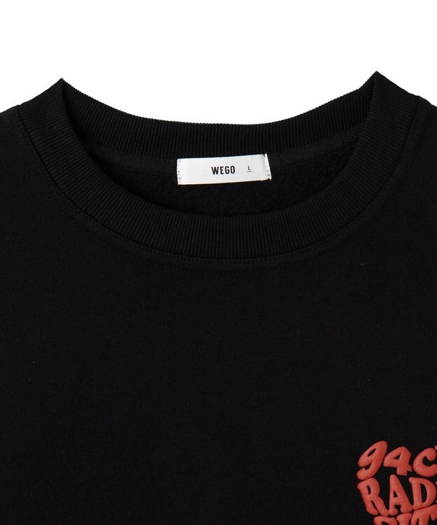 WEGO 【ユニセックス着用ITEM/裏起毛/SMLサイズ展開】リラックスフィットハートロゴプルオーバー ブラック