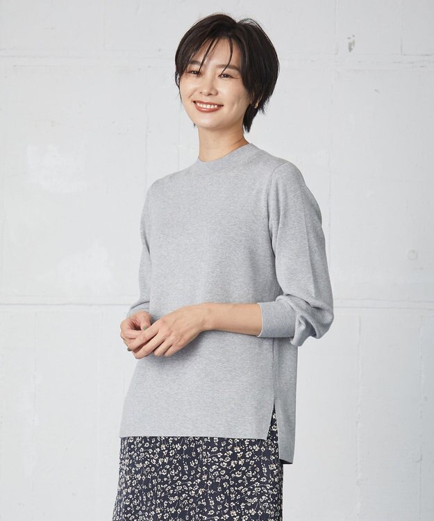 J.PRESS LADIES 【洗える】SECOND PRINCE モックネック ニット ライトグレー系