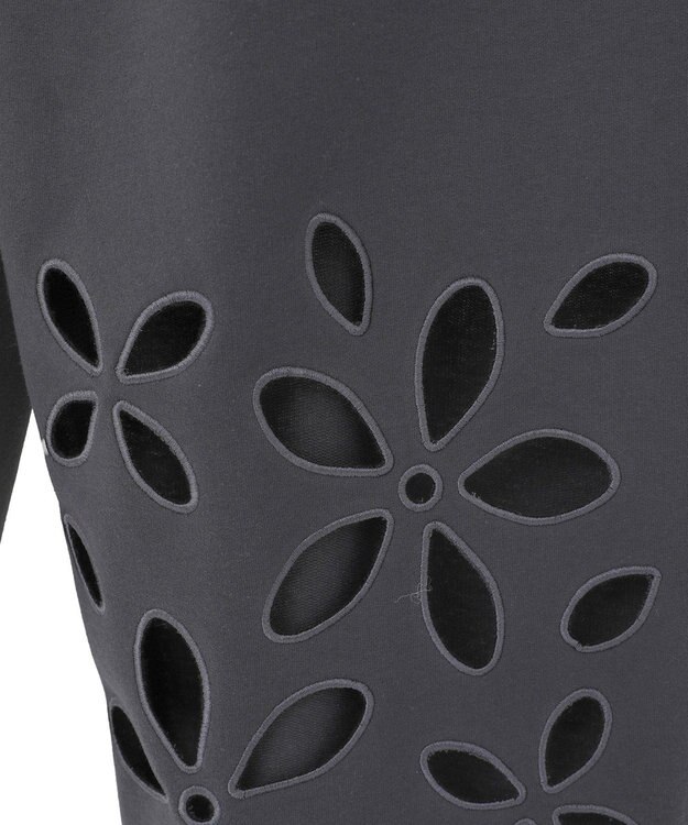 Green Parks フラワーくり抜き刺繍スウェットワイドパンツ Charcoal Gray