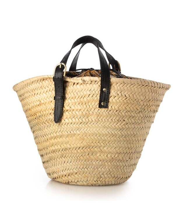 UNBILLION ペルケ perche / モロッコカゴ・牛革・バティック柄ドロストＬ ブラック