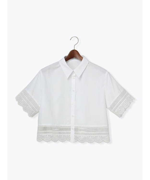 Te chichi レースヘムクロップトシャツ オフホワイト