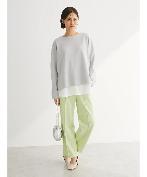 Green Parks 洗える　ボートネックニットプルオーバー Light Gray