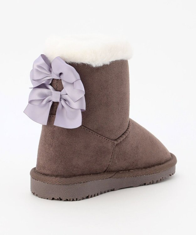 ANY KIDS リボンフェイクムートンブーツ ブラウン