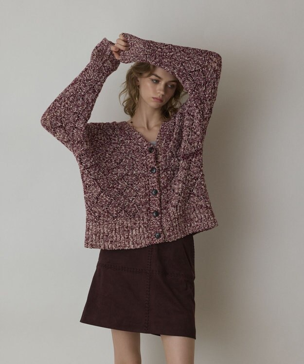 GRACE CONTINENTAL オーバーニットカーディガン ボルドー