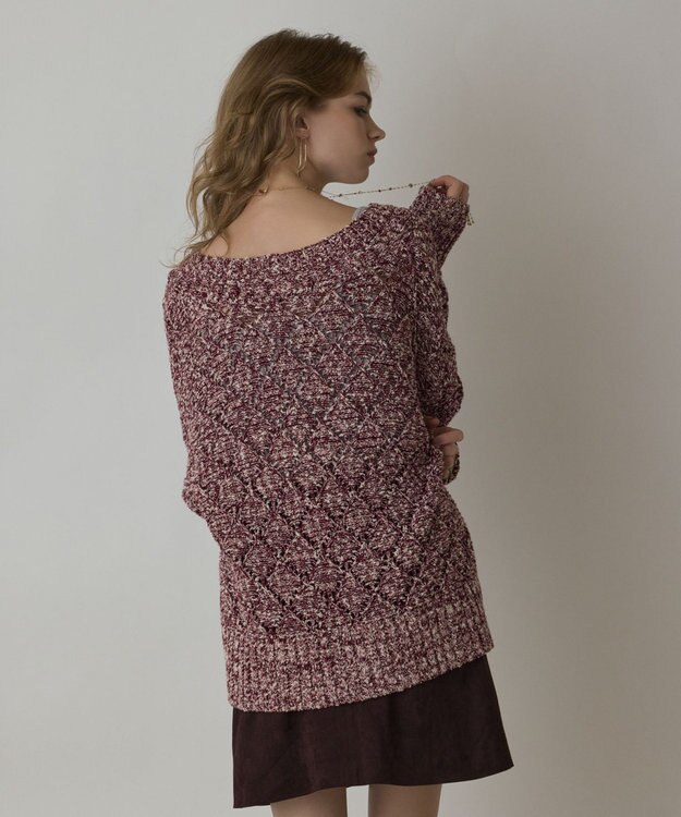 GRACE CONTINENTAL オーバーニットカーディガン ボルドー