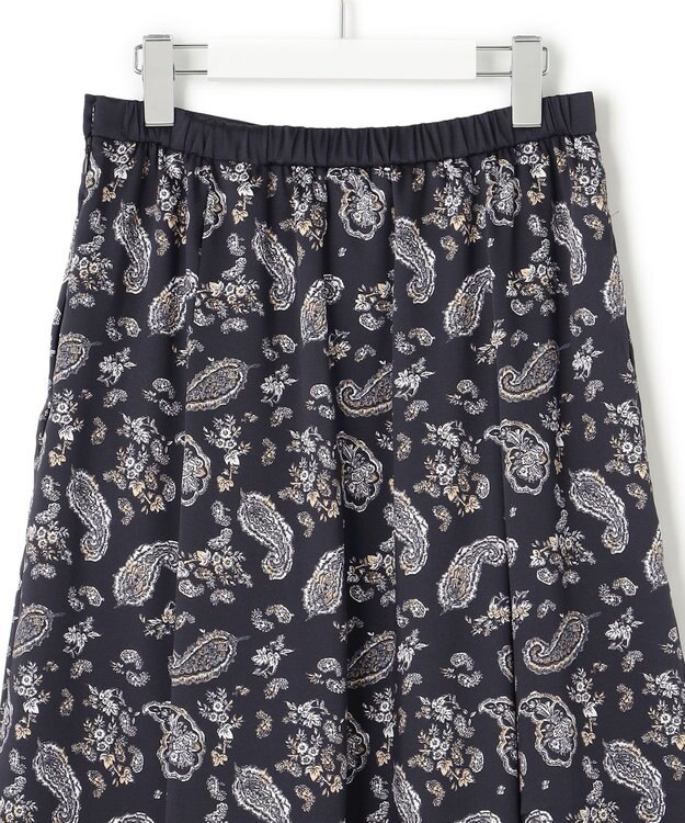 23区 【洗える】スカーフパネルプリント スカート ブラック系