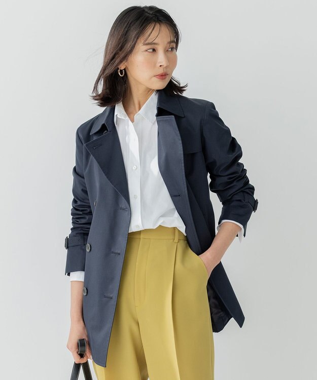 23区 コットンポリエステルギャバジン トレンチコート ネイビー系