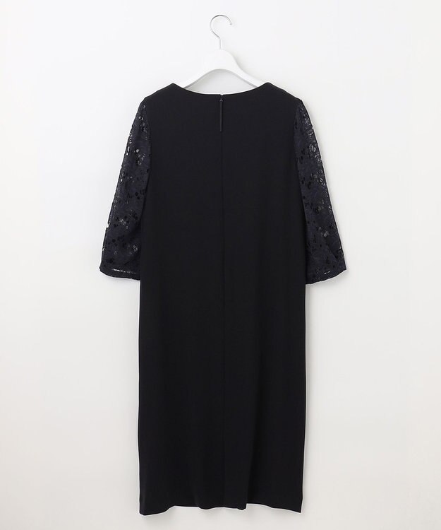 自由区 L 【洗える】レースコンビ ワンピース ネイビー系