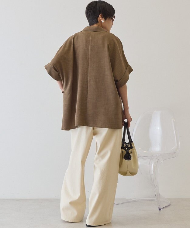 AMERICAN HOLIC 【先行予約】【イージーケア】リネンライク半袖ジャケット Brown