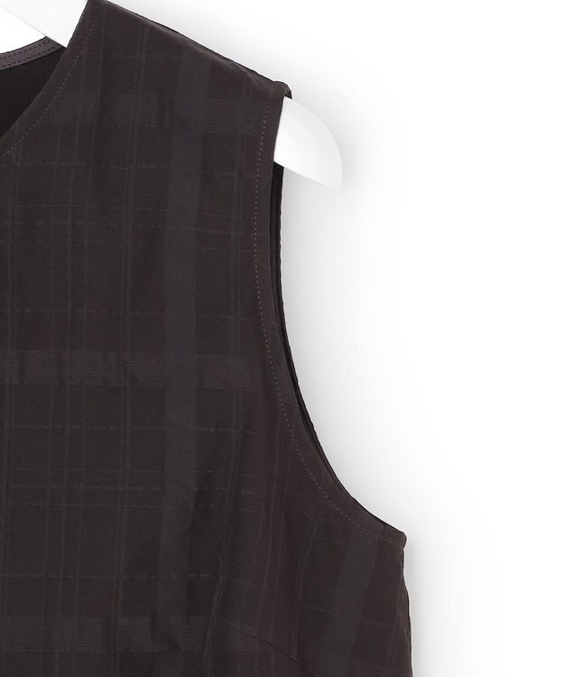 23区 【先行予約】シアーチェックレイヤード スリーブレス Tブラウス ダークブラウン系
