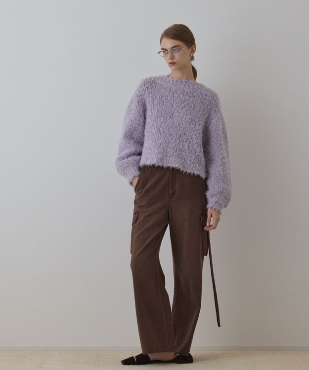 GRACE CONTINENTAL バルキーフェザーニットトップ ラベンダー