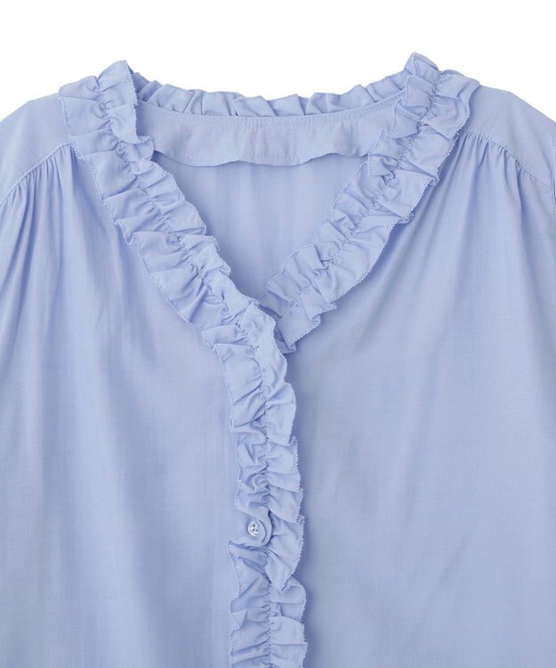 YECCA VECCA フリルVネックブラウス Blue