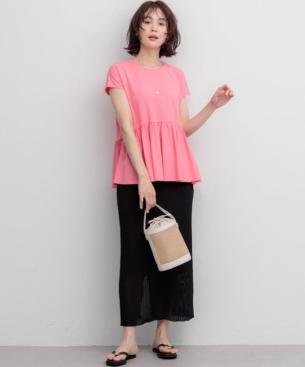 組曲 【WEB限定】トリコットジャージー ペプラムカットソー ローズ系