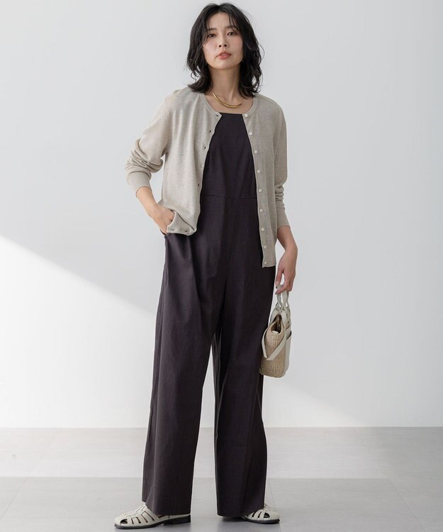 23区 L 【Oggi6月号掲載】ピュアリネンハイゲージ カーディガン ベージュ系