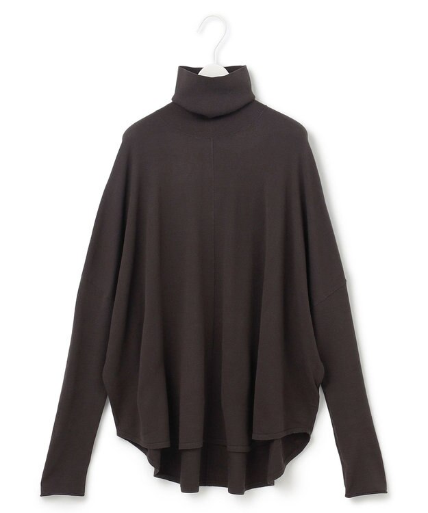 ICB 【洗える】ヴィスコースワイド ハイネックプルオーバー バーントブラウン系