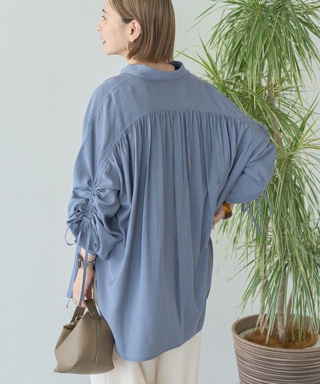 AMERICAN HOLIC シアーバックギャザーリボンシャツ Blue