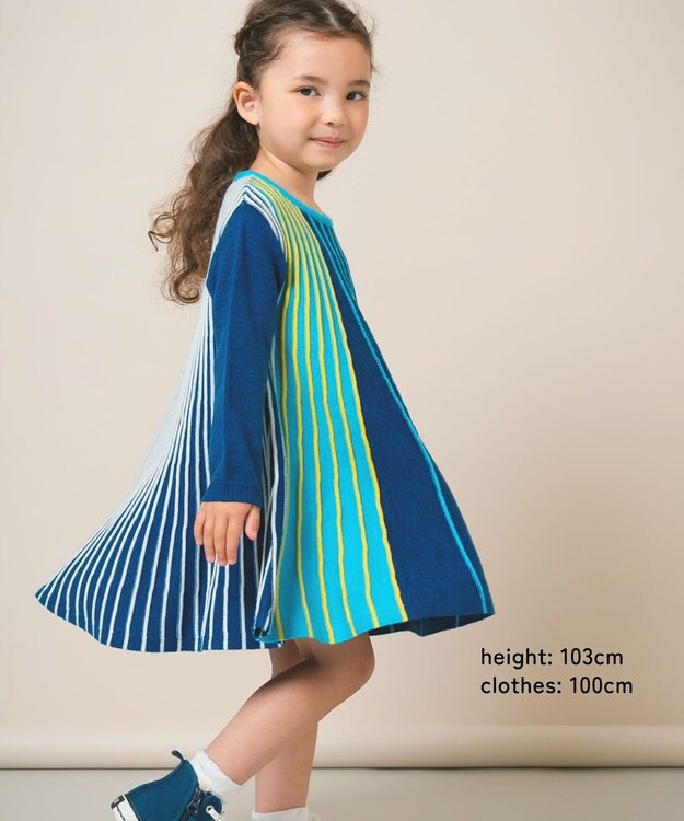 ami amie マルチカラーストライプワンピースFree Size ベージュ