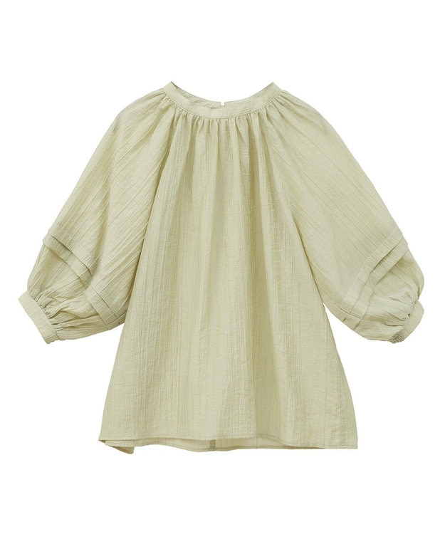 CRAFT STANDARD BOUTIQUE ストライプジャカードパフスリーブブラウス Light Khaki