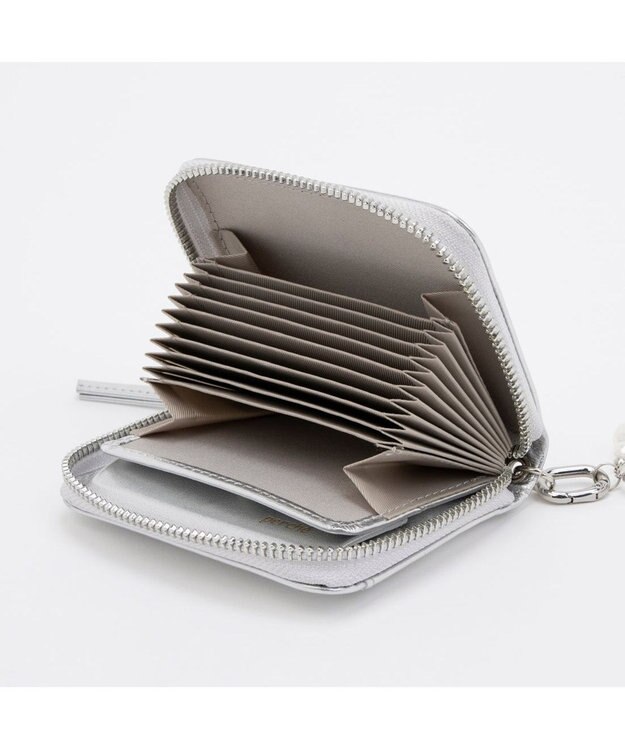 UNBILLION ペルケ perche / パール調ストラップ・ジャバラカードウォレット シルバー