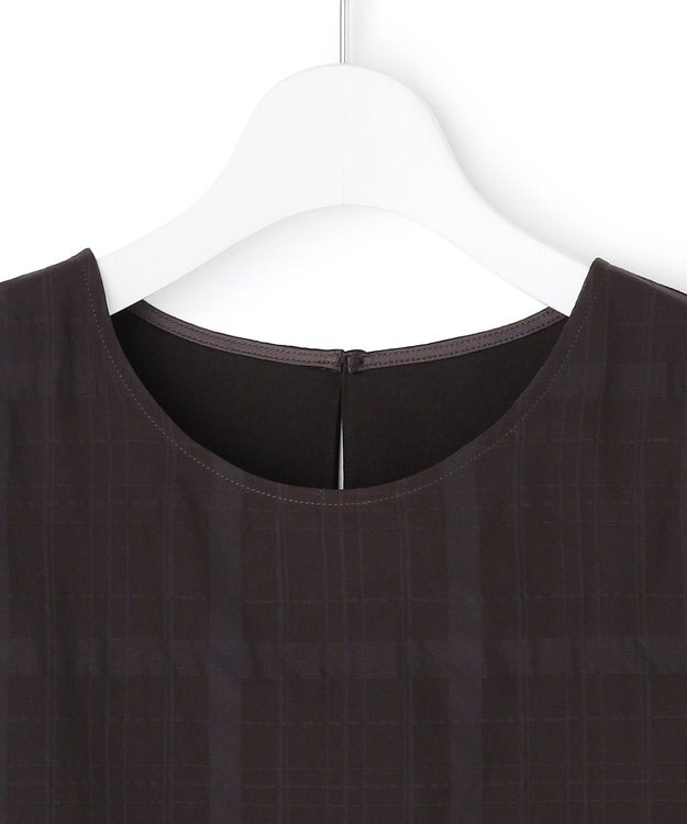 23区 【先行予約】シアーチェックレイヤード スリーブレス Tブラウス ダークブラウン系