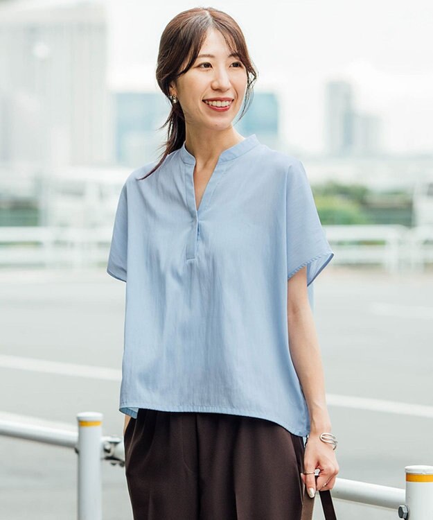 ICB 【ICB×インフルエンサーコラボ】【先行予約】ヴィンテージナイロンタフタ 2WAYブラウス サックス