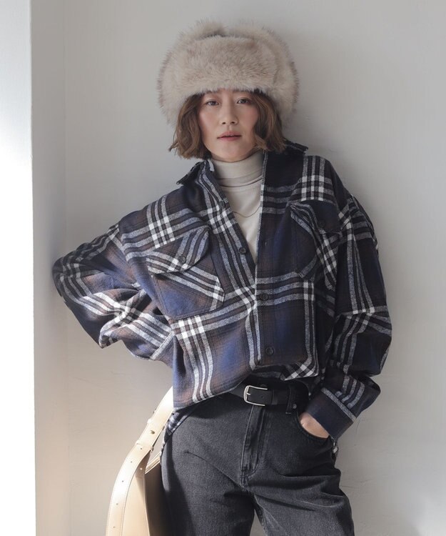 WEGO 【2025年秋冬新作/ユニセックス着用ITEM/SMLサイズ展開】ヘビーネルチェックシャツ（LS） 柄3