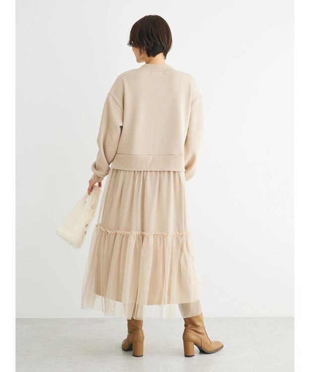 Green Parks ・ＳＵＧＡＲ　ＳＰＯＯＮ　チュールドッキングワンピース Beige