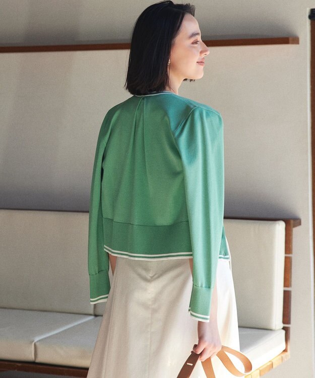 組曲 フラワーメタル ニット カーディガン グリーンベース