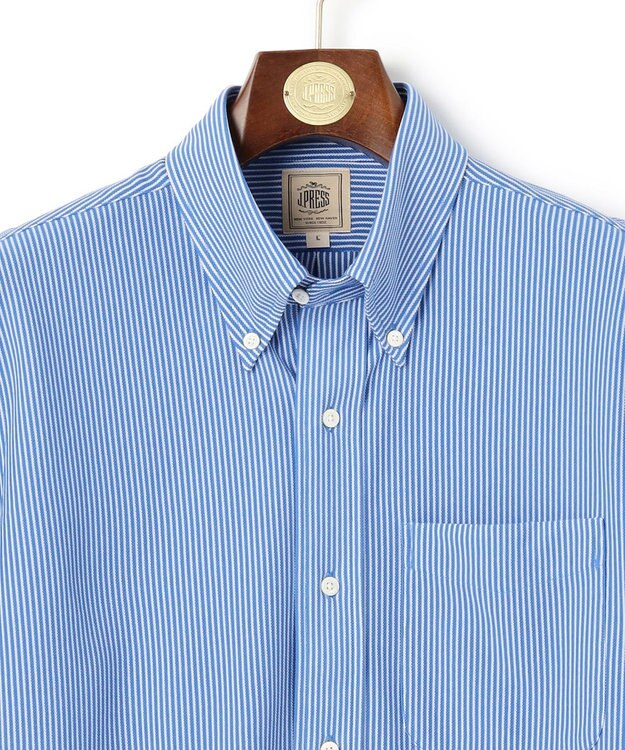 J.PRESS MEN 【KING SIZE】【夏に嬉しい高機能】カノコインレイマイクロストライプパッチポケット シャツ/B.D. ブルー系1