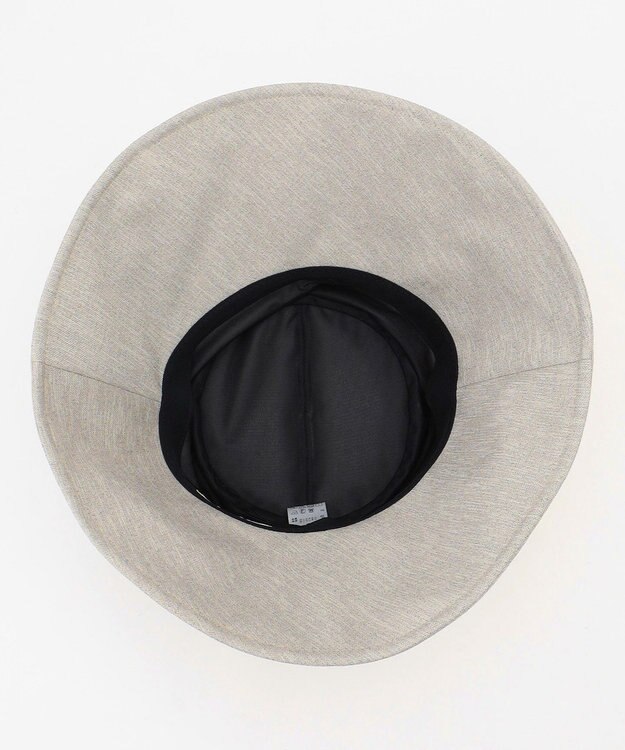 自由区 【洗える】フェイクリネンワイドブリム ハット シャンブレーブラウン