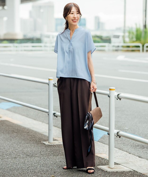 ICB 【ICB×インフルエンサーコラボ】【先行予約】ヴィンテージナイロンタフタ 2WAYブラウス サックス