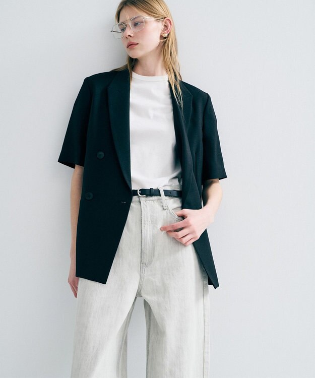 uncrave ウォッシャブルドライサップ ハーフスリーブジャケット ブラック(WEB限定カラー)