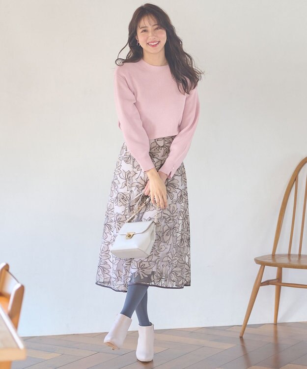 ANY SIS S 【洗える】Nobleエンブロイダリー スカート アイボリー系