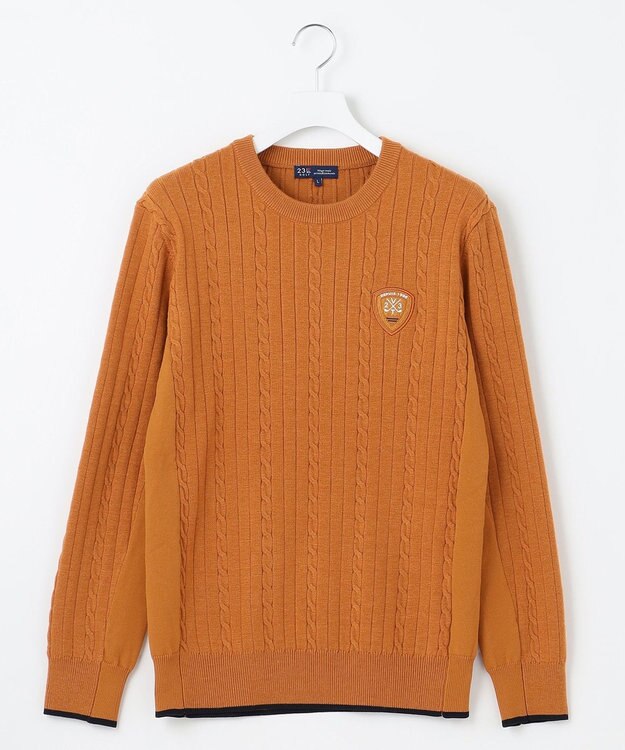 23区GOLF 【MEN】【ウォッシャブル】ストレッチ カラーニット キャメル系