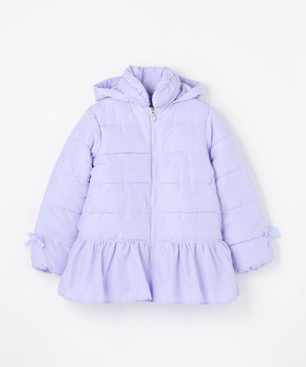 ANY KIDS 【フード取り外し/洗濯機可能】中綿フリル リボンコート ラベンダー