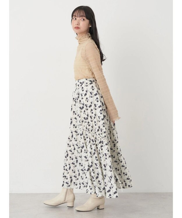 earth music&ecology ジャガードシャーリングシアートップス Beige