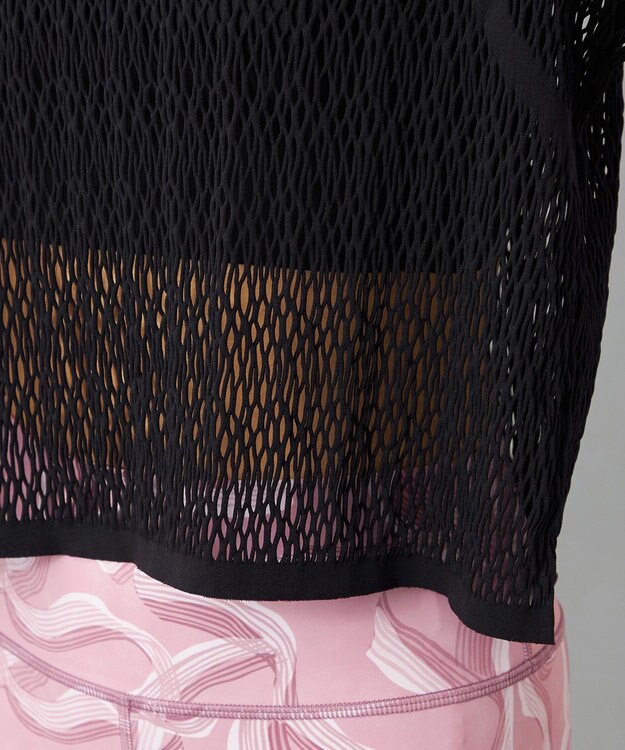 Chacott 【ノーソーイングニット】ランダムメッシュニットTシャツ ブラック