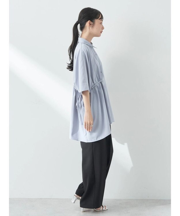 earth music&ecology アシメギャザーシャツ Sax