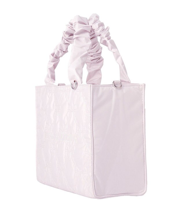 Maison de FLEUR ギャザーハンドル2Wayリボンキルティングトート Pink
