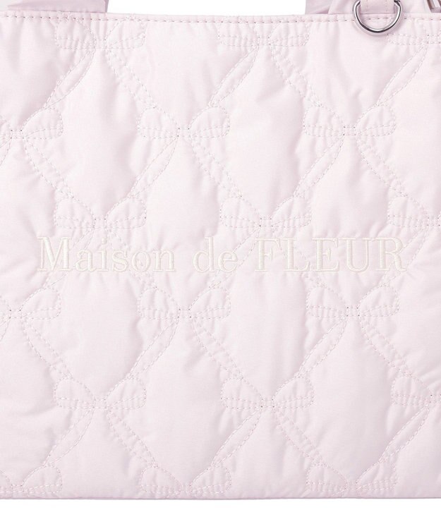 Maison de FLEUR ギャザーハンドル2Wayリボンキルティングトート Pink