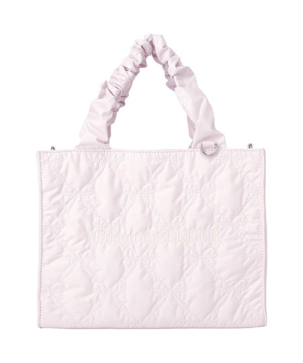 Maison de FLEUR ギャザーハンドル2Wayリボンキルティングトート Pink