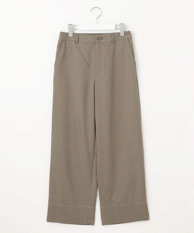 J.PRESS LADIES 【洗える】ツイルライトストレッチ セミワイド パンツ カーキ系