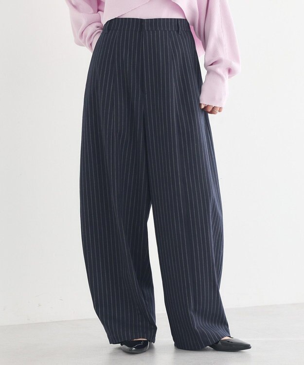 earth music&ecology バルーンパンツ Stripe Navy