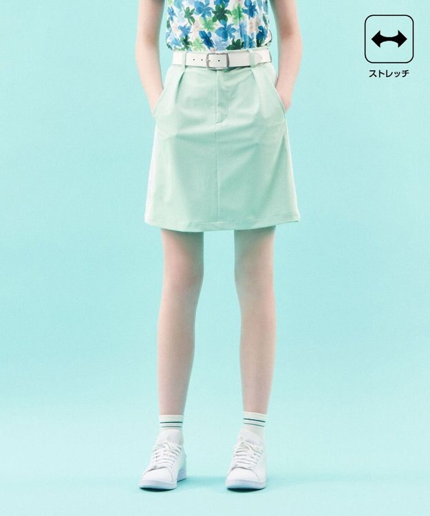 23区GOLF 【WOMEN】【ストレッチ】バックドビー×メッシュロゴスカート ライトグリーン系