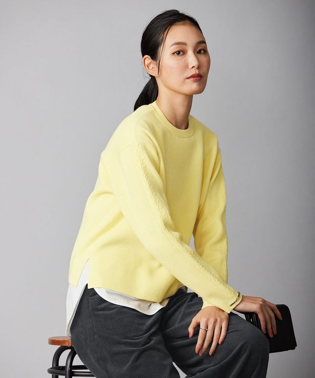 ICB 【洗える】 MIZUHIKI ニットプルオーバー イエロー系