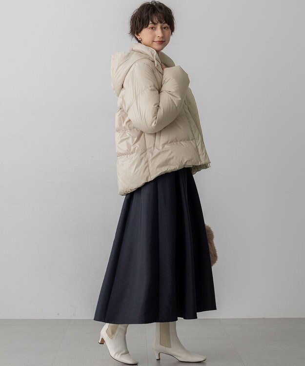 23区 L 【洗える】フルーフィーツイル フレア スカート ネイビー系