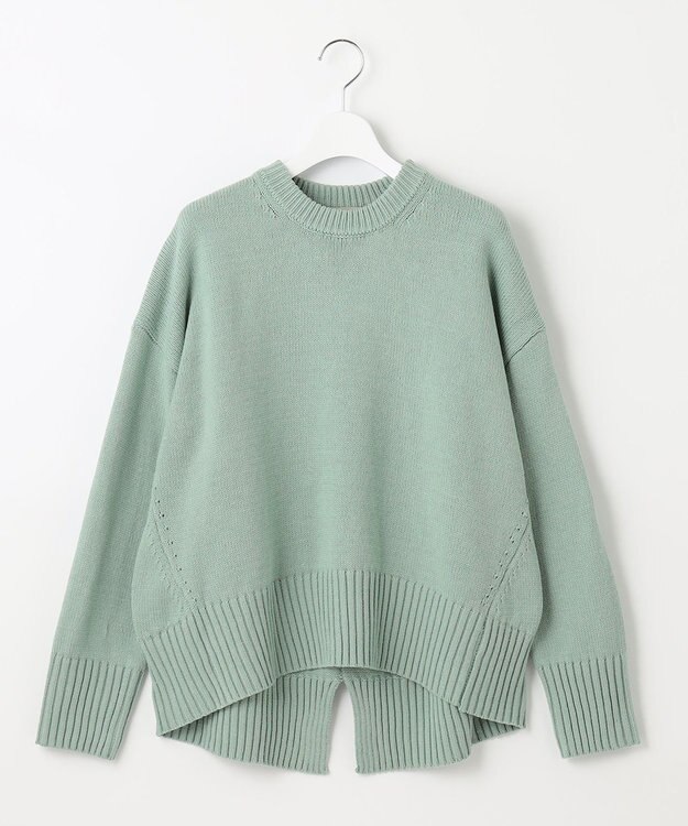 UNFILO 【洗える】スプリングコットンニット バックスリット グリーン