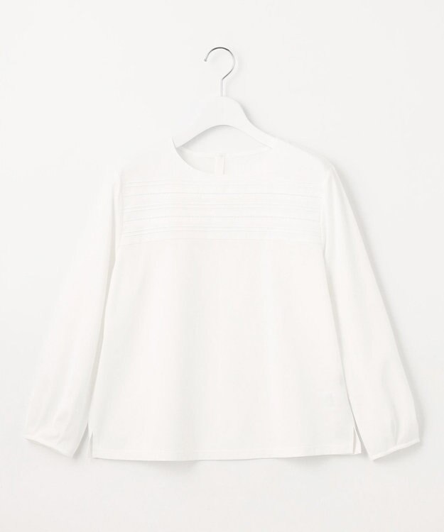 J.PRESS LADIES 【吸水速乾】ピンタックコンビジャージー カットソー ホワイト系